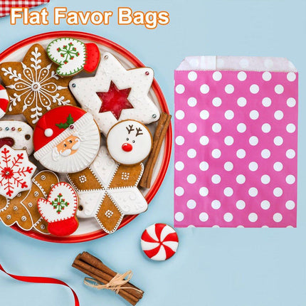 100pcs Colourful Polka Dot Paper Bags for Food Desserts Party Treats Packaging