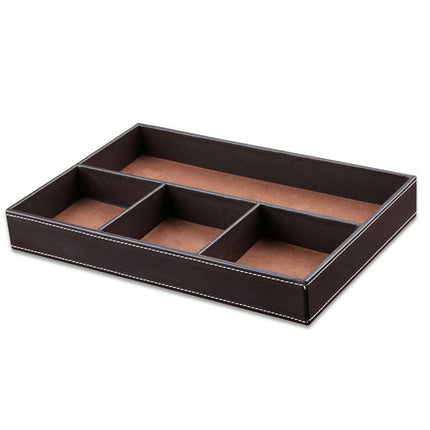 Leather Desktop Organizer Multi-functional Storage Tray Key Jewellery Box