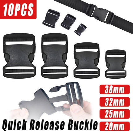 10pcs Black Plastic Buckle Clips for School Bag Backpack Strap Multifunctional