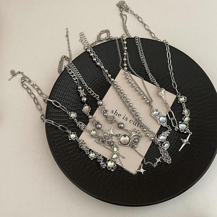 Moonstone Pendant Necklace Cool Tone Clavicle Chain for Women Girls Jewelry Gift - Aimall