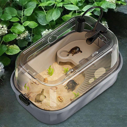 Turtle Tank Home Reptile Habitat Turtle Feeding Box Aquarium Portable Container