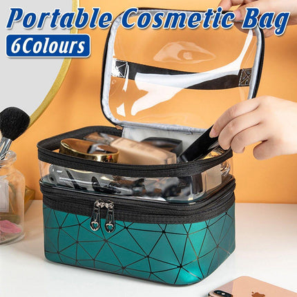 Portable Double-Layer Large Capacity Waterproof Cosmetic Bag Travel Toiletry Bag