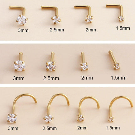 Stainless Steel Nosepiece with Gold Nose Stud Stylish Piercing Jewellery Women