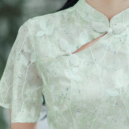 Chinese Traditional Cheongsam Women Lace Embroidered Qipao Evening Dress - Aimall
