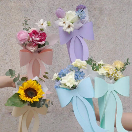 10pcs Fresh Flower Bouquet Packaging with Colourful Bows and Flower Gift Box