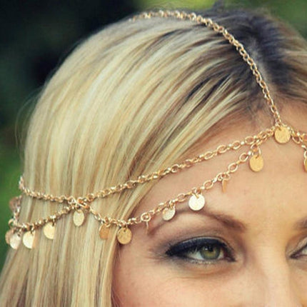 Bohemia Boho Gypsy Wafer Tassel Head Chain Headpiece Beauty Party Jewellery HOT - Aimall