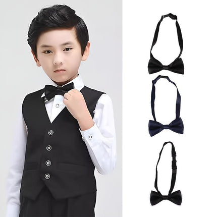 Solid Color Glossy Double-layer Children's Bow Tie Two-color Baby Korean Style Small - Aimall