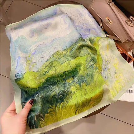 Ladies Silk Scarf Square Women Shawls Wraps Small Hair Neck Hijabs 70*70CM - Aimall