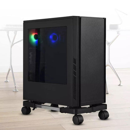 Adjustable Desktop Computer Tower Stand Telescopic Chassis Holder with Wheels