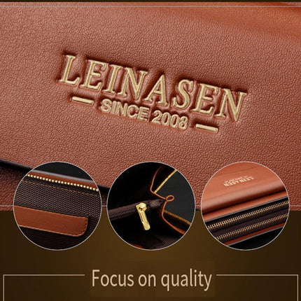 Commuter Clutch Bag for Men Long Leather Wallet Handbag Casual Travel Purse