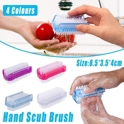 4PCS Two Sided Nail Brush Soft Stiff Bristles Hand Fingernail Scrubber Tool