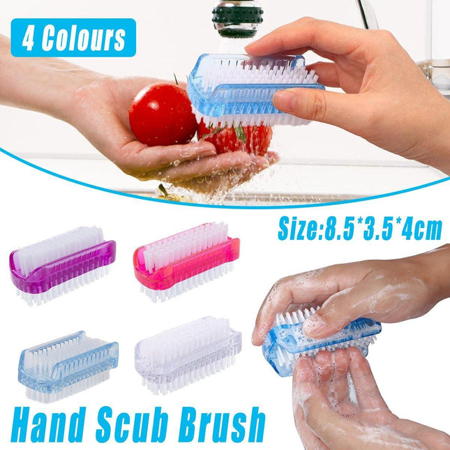 4PCS Two Sided Nail Brush Soft Stiff Bristles Hand Fingernail Scrubber Tool
