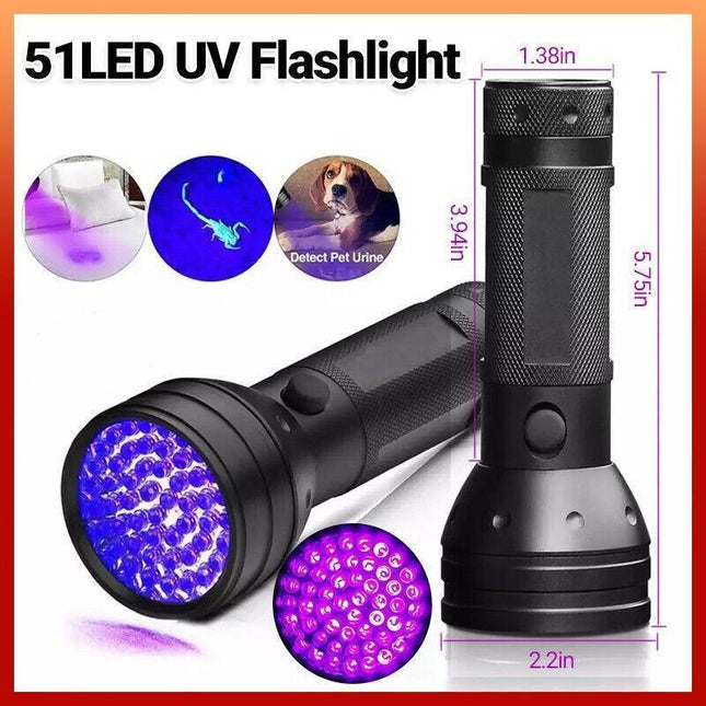 Uv Torch Ultra Violet Flashlight Blacklight Light Lamp 51 Led 395 Nm Aluminum Au - Aimall