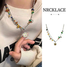 Colourful Flower Smiley Necklace Collarbone Chain Cheerful Women Accessory
