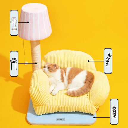 Multifunctional Cat Lounge Cozy Sofa Scratch Post Comfortable Kitty Rest Area - Aimall