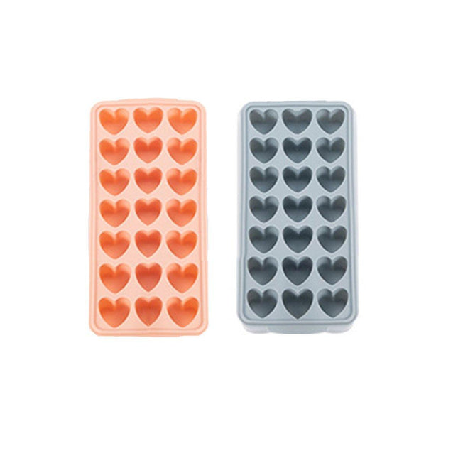 21 Grids Pink and Blue Heart Shaped Silicone Cube Tray Food Grade Ice Block Mold