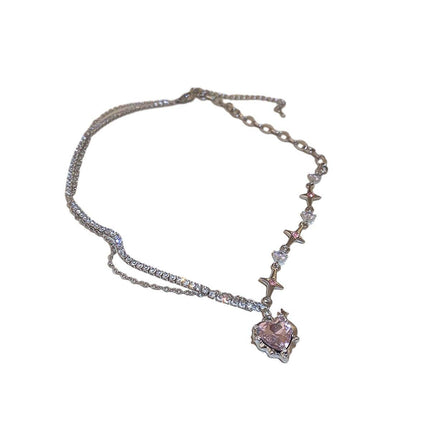 Fashion Creative Steel Heart Pendant Necklace Clavicle Chain Women Jewelry Gift - Aimall