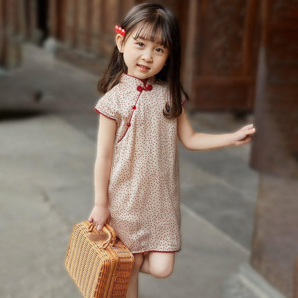 Chinese Style Dress Summer Girl Cheongsam Dress Traditional