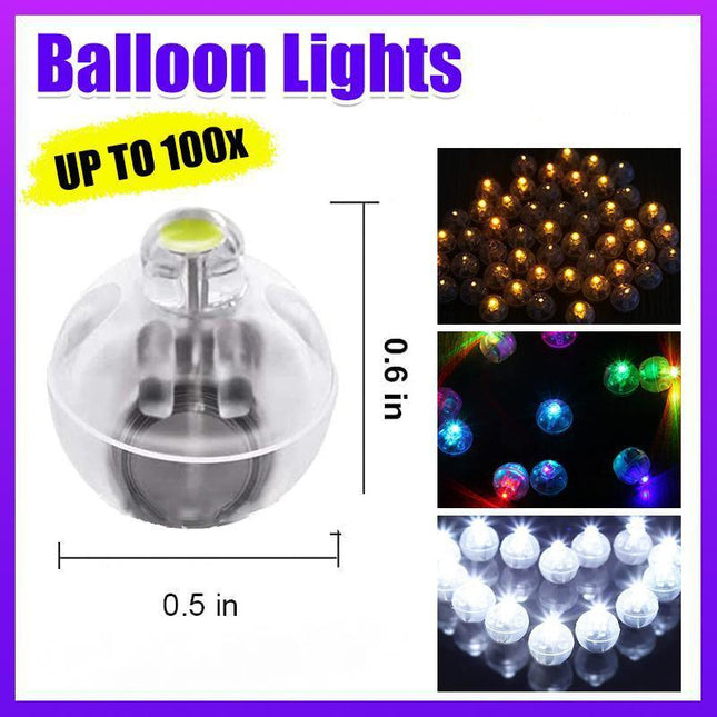 UP 100PCS LED Balloon Lamp Lights Lantern Light Balloons Glow Christmas Party Yellow - Aimall