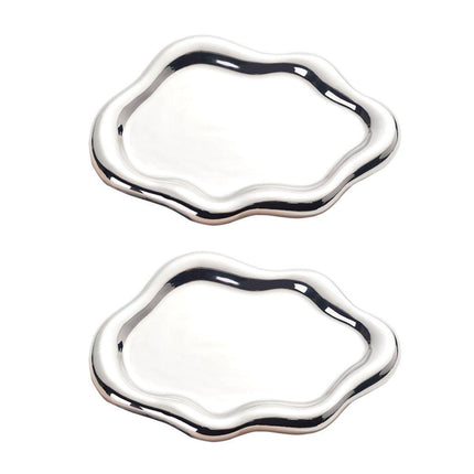 2PCS Luxury Ceramic Jewelry Display Tray Organizer Plate Storage Large Decor