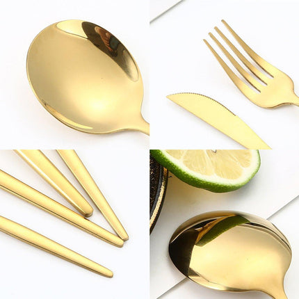 24PCS Stainless Steel Cutlery Set Knife Fork Spoon Set Durable Flatware Dining