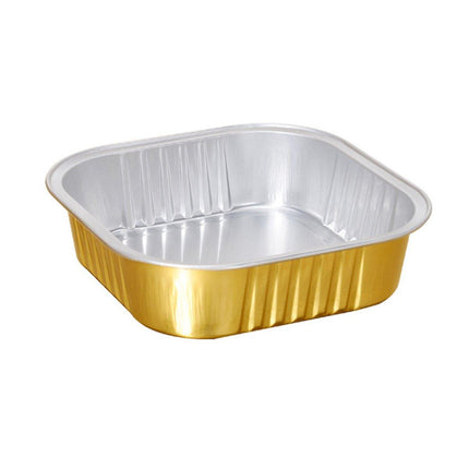 50 PCS Thickened Foil Box with Plastic Lid Rectangular Aluminum Foil