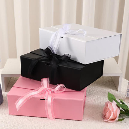 Elegant Ribbon Flip Folding Gift Boxes Multiple Colors High-Quality Cardboard