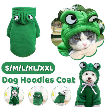 Warm Hooded Cartoon Frog Pet Clothes for Dogs and Cats Autumn Winter Vest