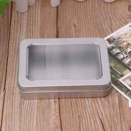 10pcs Metal Iron Box with Open Window Storage Rectangle Packaging Containers