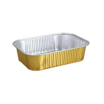 50 PCS Thickened Foil Box with Plastic Lid Rectangular Aluminum Foil