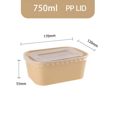50pcs Eco Friendly Kraft Paper Food Containers Lunch Boxes for Picnic Takeout