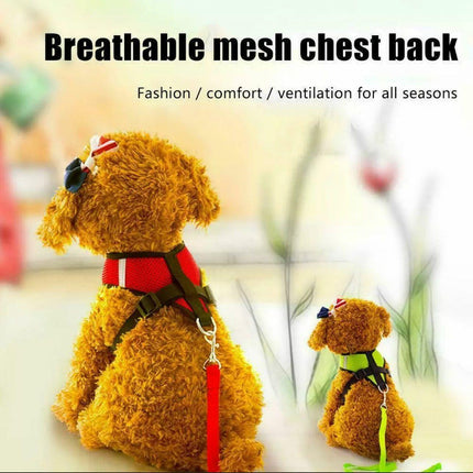 M Size Pet Dog Cat Puppy Soft Leash VEST Mesh Breathe Adjustable Harness Braces Clothes - Aimall