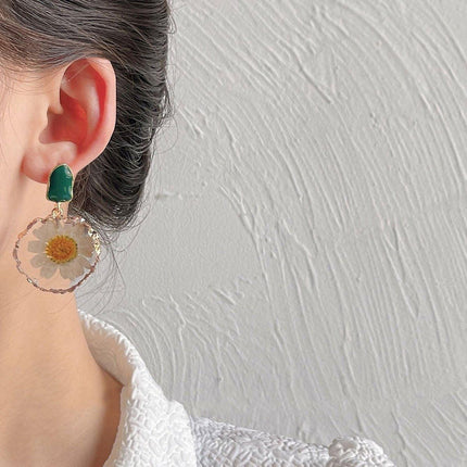 Elegant Handmade Earring Real Dried Flowers High-Grade Fashion Jewelry