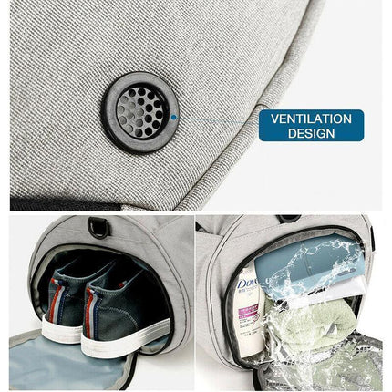Gym Duffel Bags 30L Canvas Travel Bag Waterproof Fitness Shoes Compartment Shoe - Aimall