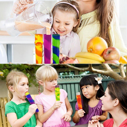6PCS Silicone Popsicle Molds with Lids Multi-Color Reusable Ice Cream Mold Set