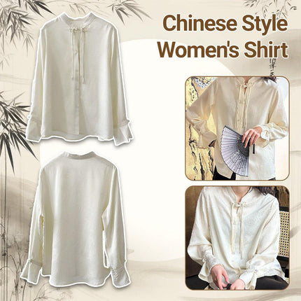 Elegant Retro Chinese Style Satin Top with Fringe and Disc Buckle Design for Women