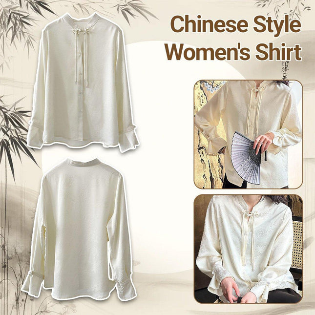 Elegant Retro Chinese Style Satin Top with Fringe and Disc Buckle Design for Women