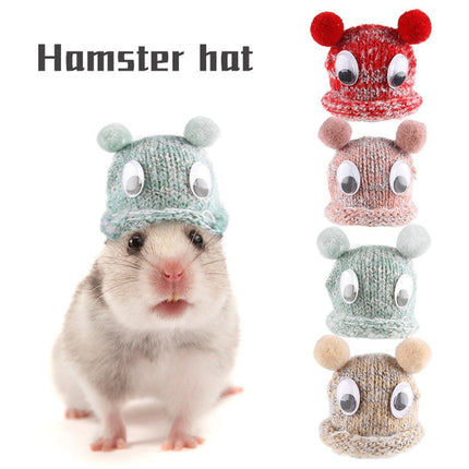 Adjustable Knitted Woolen Hat for Pet Dutch Pig Hamster Funny Decorative Hat