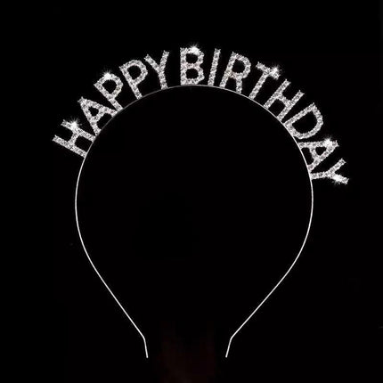 New Happy Birthday Headband Girl Letter Rhinestone Crown Hair Band Birthday Hat - Aimall