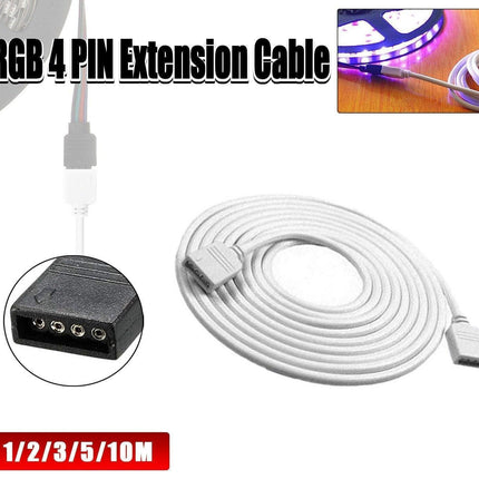 1-10M White LED RGB Light Strip Extension Cord Cable Lead Connector 4 Pin - Aimall