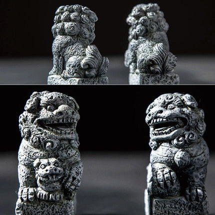 1Pair Elegant Resin Lion Statues Creative Home Decor Coffee Table Ornament Small