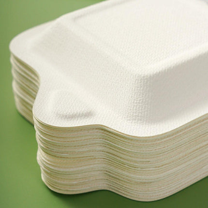 100PCS Degradable Paper Plates Thickened White Rectangular Cake Paper Plate