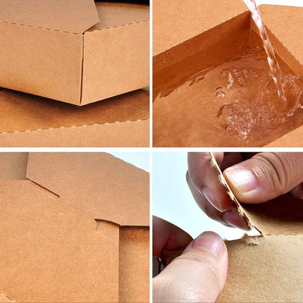 Kraft Brown Noodle Food Lunch Box Flat Deli Takeaway Disposable Container 200PCS - Aimall