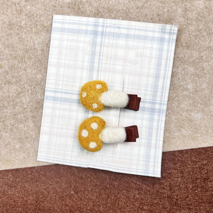 Autumn Winter Mushroom Felt Hair Clip Soft Wool Cute Style Hair Accessories