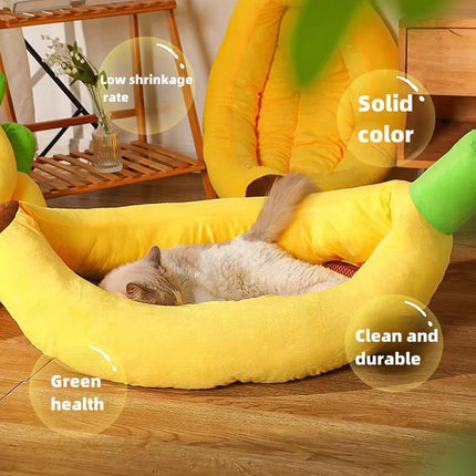 Cute Banana Shape Pet Bed Winter Warm Dog Cat Kennel Cozy Pet Cartoon Bed Mat