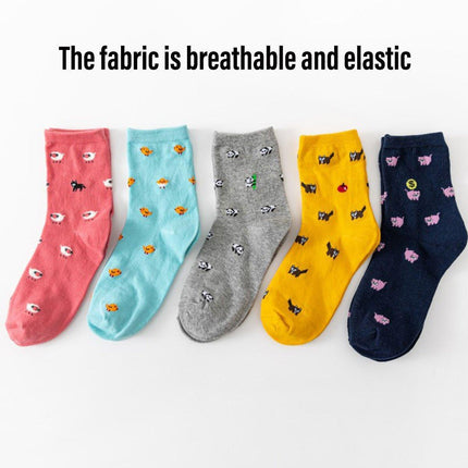 Cute Cat Design Women Cotton Socks Fun Cartoon Cute Tube Socks for Casual Wear