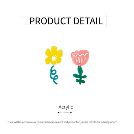 Transparent Flower Earrings Asymmetrical Color Contrast Design Statement Jewelry