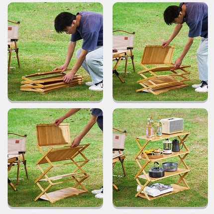 Portable Camping Shelf Multi-functional Picnic Organizer Folding Storage Rack