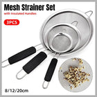 3pcs Stainless Steel Strainer Sifter for Soya Milk Flour Tea Juice Leak Proof
