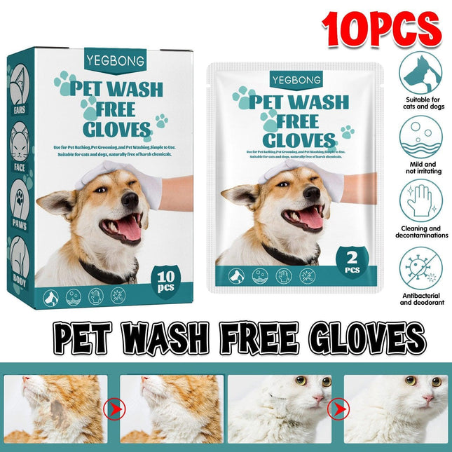10XPet Cat Dog Dry Washing Gloves Bath Remove Odor Cleaning Decontamination Care - Aimall